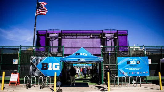 April 25, 2024, Evanston, IL: A match between Northwestern Men’s Tennis and Wisconsin during the first round of the 2024 Big Ten Men’s Tennis Tournament at Vandy Christie Tennis Center in Evanston, IL on Thursday, April 25, 2024. (Photo by Ryan Kuttler/Big Ten Conference)