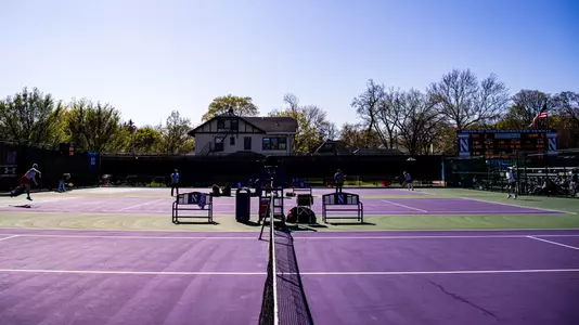 April 25, 2024, Evanston, IL: A match between Northwestern Men’s Tennis and Wisconsin during the first round of the 2024 Big Ten Men’s Tennis Tournament at Vandy Christie Tennis Center in Evanston, IL on Thursday, April 25, 2024. (Photo by Ryan Kuttler/Big Ten Conference)