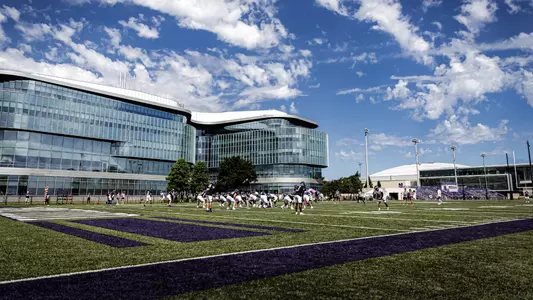 August 12, 2023, Evanston, IL: Northwestern Football fall camp practice at Hutcheson Field in Evanston, IL Saturday, August 12, 2023. (Photo by Griffin Quinn/Northwestern Athletics)
