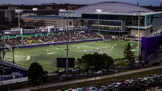 April 17, 2025, Evanston, IL: A game between Northwestern Lacrosse and Michigan at Northwestern Medicine Field at Martin Stadium in Evanston, IL on Thursday, April 17, 2025. (Photo by Mason Flick/Northwestern Athletics)