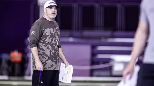 April 8, 2025, Evanston, IL: Members of the Northwestern Football team practice at Wilson Field at Ryan Fieldhouse in Evanston, IL on Tuesday, April 8, 2025. (Photo by Griffin Quinn/Northwestern Athletics)