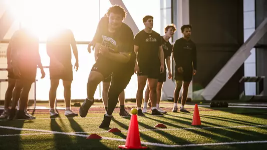 February 13, 2026, Evanston, IL: Members of the Northwestern Football team workout at Wilson Field at Walter Athletics Center in Evanston, IL on Friday, February 13, 2026. (Photo by Griffin Quinn/Northwestern Athletics)