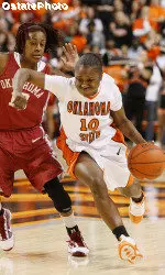 Andrea Riley looks to drive to the basket.
