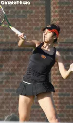Sarah Meghoufel won a tough three-set match for the Cowgirls.