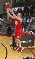 Phil Forte shoots during the 3-point competition.