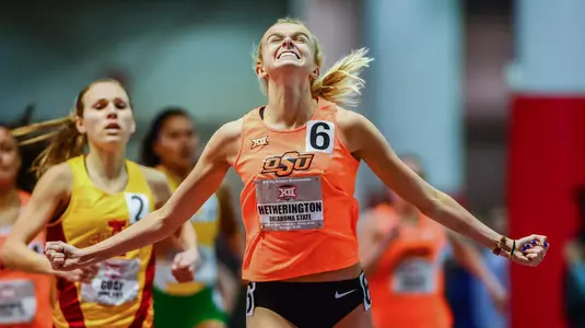 Abbie winning the 1K