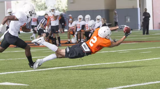 Image Taken at the Oklahoma State Cowboy Football Practice, Saturday, August 4, 2018, Sherman Smith Training Center, Stillwater, OK. Bruce Waterfield/OSU Athletics