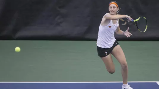 Image Taken at the 2018 NCAA Women's Tennis Stillwater Regional, Oklahoma State Cowgirls vs UMKC Kangaroos, Friday, May 11, 2018, Greenwood Tennis Center, Stillwater, OK. Bruce Waterfield/OSU Athletics