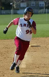 SAINT JOSEPH'S TOPS TEMPLE, 2-1, IN A-10 SOFTBALL TOURNAMENT Image