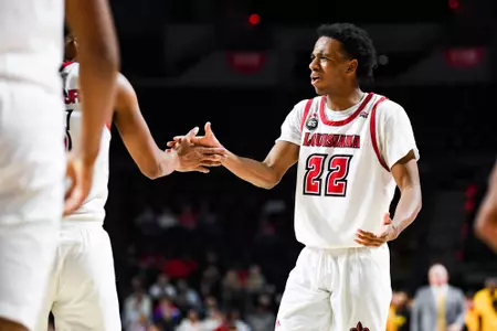 01/05/2023 Louisiana vs Southern Miss MBB. Final score Louisiana 75 Southern Miss 64. Photo By Benjamin R. Massey. People in photo: Kentrell Garnett\