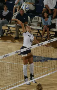 Senior Olaya Pazo posted 27 kills and 20 digs to lead Rice.