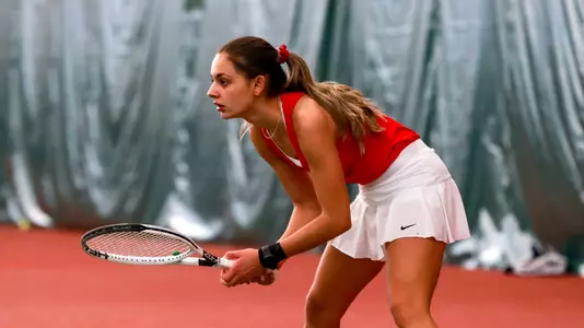 Klara  waits for a serve 