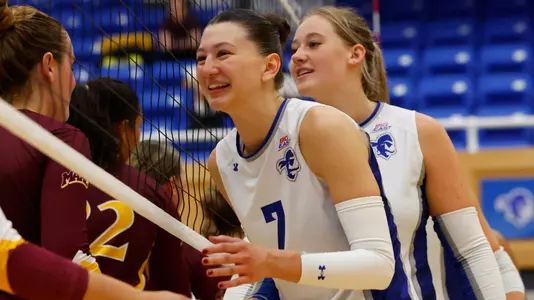 Asli Subasili shakes hands after Seton Hall defeats Iona on Sept. 5.