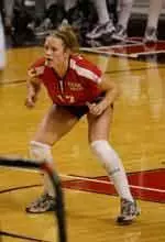 Senior Kelly Johnson leads Tech over San Diego State with 14 kills.