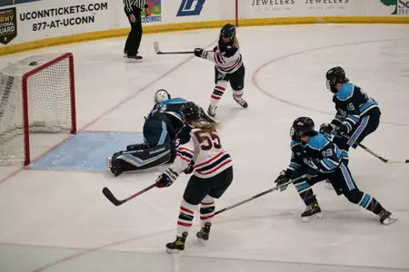 Natalie Snodgrass scores off of a Vickie Harkness pass in the second period.