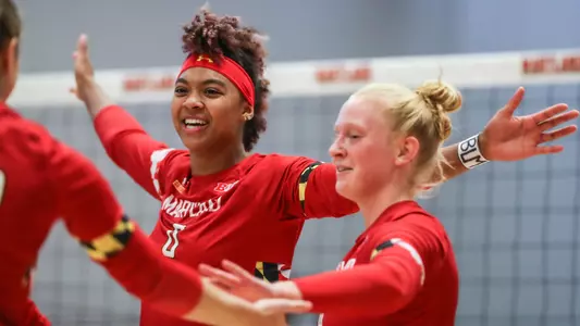 Middle blocker Rainelle Jones (0)Maryland Terrapins vs. New Hampshire  at The Pavilion  in College Park, MD on Friday, Aug. 26, 2022. Mackenzie Miles/Maryland Terrapins