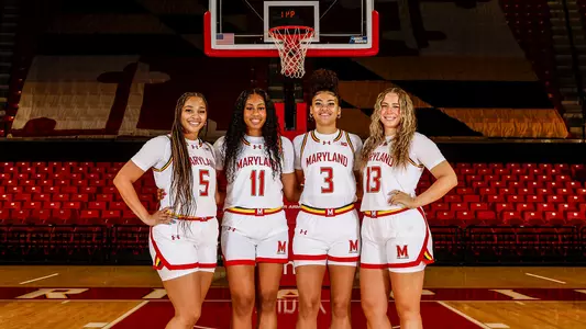WBB Seniors Brinae Alexander, Jakia Brown-Turner, Lavender Briggs, Faith Masonius