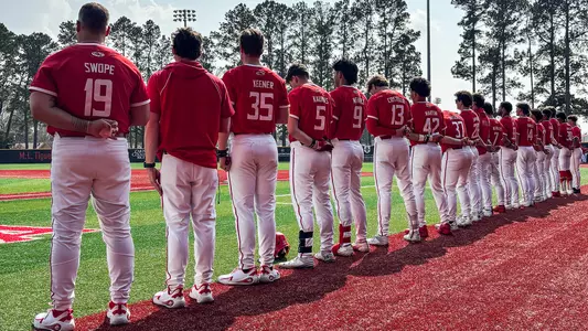Maryland Baseball Stands For The National Anthem Ahead of a Game Against Louisiana