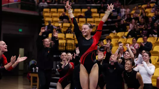 Josephine Kogler Celebrating Action Shot at Towson Meet 