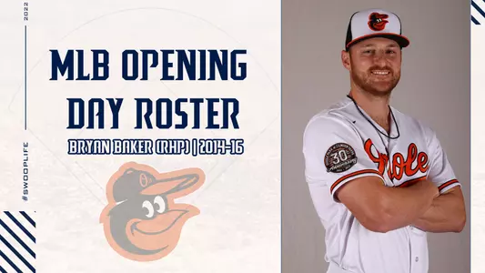 bryan baker graphic baltimore orioles with a picture of Bryan Baker next to text over a white background