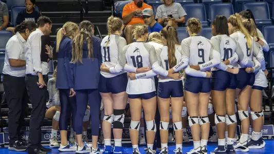 north florida volleyball team photo from a match at UF