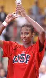 Lisa led all scorers with 15 points in the final send-off game before Athens.