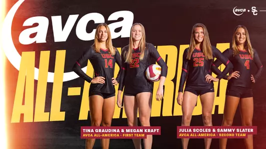 USC Beach Volleyball AVCA All-Americans Graphic Tina Graudina Megan Kraft Julia Scoles Sammy Slater