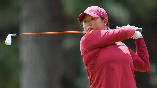 Catherine Park swings an iron at the Big Ten Championships