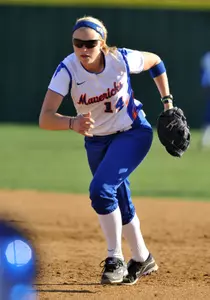 Senior Rebecca Collom connected on her 36 career home run against North Texas Wednesday