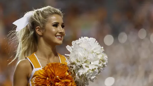 KNOXVILLE, TN - SEPTEMBER 22, 2018 - Cheerleader during the game between the Florida Gators and the Tennessee Volunteers at Neyland Stadium in Knoxville, TN. Photo By Adrien Terricabras/Tennessee Athletics