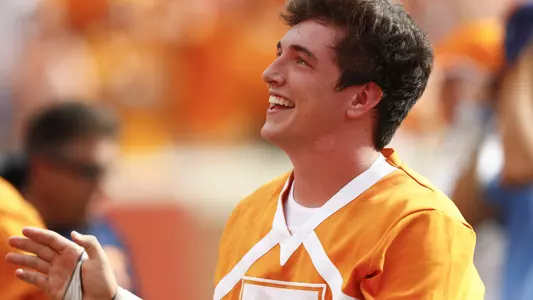 KNOXVILLE, TN - SEPTEMBER 08, 2018 - Cheerleader during the game between the ETSU Buccaneers and the Tennessee Volunteers at Neyland Stadium in Knoxville, TN. Photo By Andrew Ferguson/Tennessee Athletics