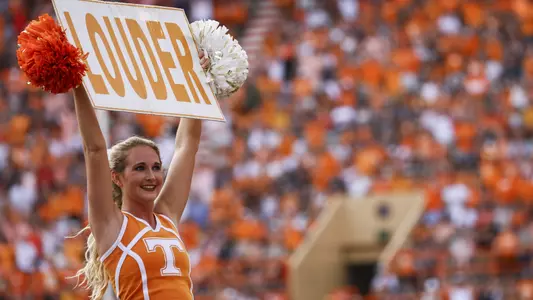 KNOXVILLE, TN - SEPTEMBER 08, 2018 - Tennessee cheerleader during the game between the ETSU Buccaneers and the Tennessee Volunteers at Neyland Stadium in Knoxville, TN. Photo By Adrien Terricabras/Tennessee Athletics