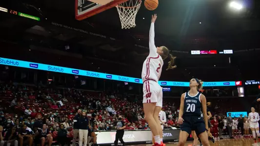 Katie Nelson scores a layup against Penn State.