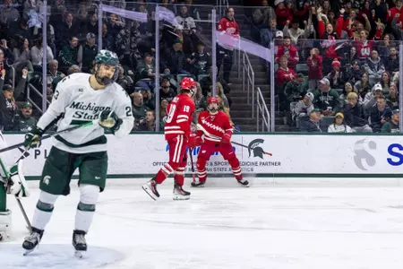 Ryan Botterill celebrates a goal at Michigan State