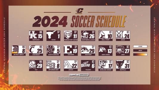 2024 CMU Soccer Schedule Announcement Graphic
