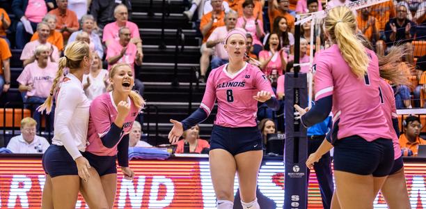 Michigan wearing Breast Cancer Awareness gear against Illinois 