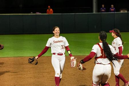 Florida State's Amaya Ross (12) runs to first base during an NCAA