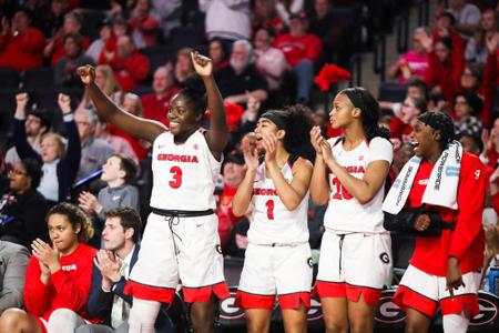During a game against Florida at Stegeman Coliseum in Athens, Ga., on Sun., Mar. 1, 2020. (Photo by Chamberlain Smith)