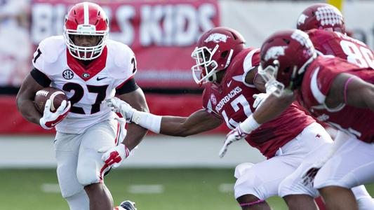 Georgia Bulldawgs #27 Nick Chubb  Georgia bulldogs football, Dawgs  football, Bulldogs football