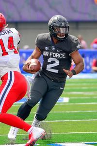 Air Force Falcons quarterback Arion Worthman (2) pauses before the