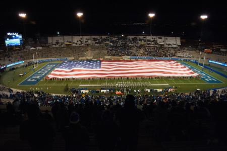 Falcon stadium, big flag