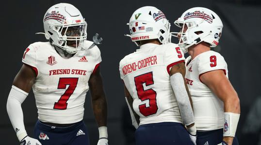 Why does Fresno State football have a 'V' on the back of its helmets?