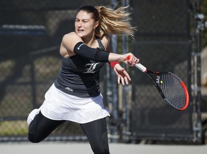 Nikolina Jovic during the Cardinals match against Notre Dame at Bass-Rudd Tennis Center on March 8.
