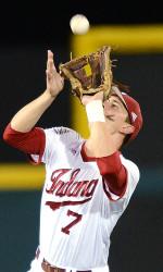 Indiana's Kyle Schwarber hits a two-run home run against Florida State in  the fourth inning of an NCAA super regional college baseball game on  Saturday, June 8, 2013, in Tallahassee, Fla. Indiana