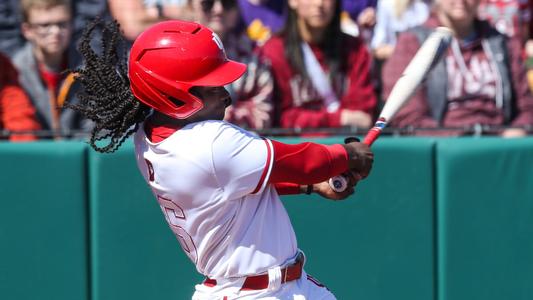 Baseball vs. Louisville - Image 19: BLOOMINGTON, IN - April 18, 2023 -  infielder Tyler Cerny #8 of the Indiana Hoosiers during the game between  the Louisville Cardinals and the Indiana Hoosiers