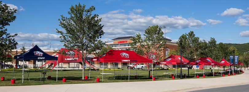Setup of Tailgate Town is photographed before the first home football game of the 2022 season. (Photograph by Matt Reynolds)