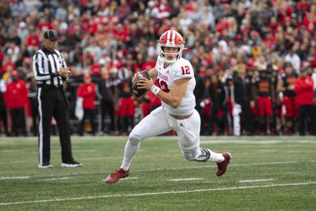 Northwestern quarterback Peyton Ramsey looks to pass during the second half  of an NCAA college football game against Northwestern, Saturday, Oct. 31,  2020, in Iowa City, Iowa. (AP Photo/Charlie Neibergall Stock Photo 