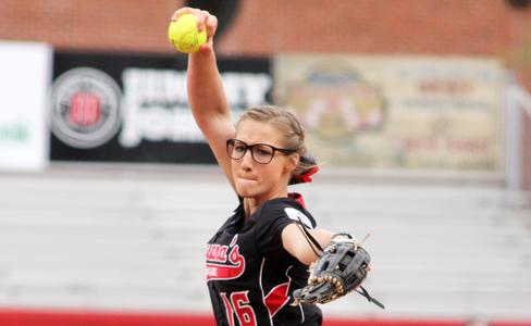 Louisiana Lafayette pitcher Christina Hamilton wears sick Rick