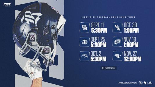 2021 Football Game Times Finalized - Rice University Athletics