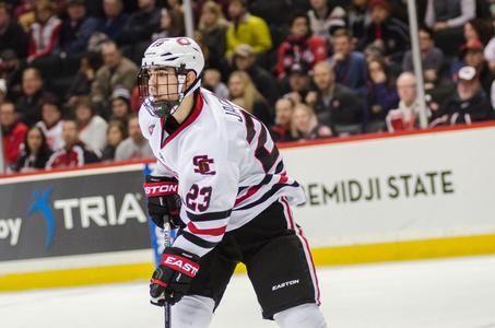 Men's St. Cloud State Huskies 23 Robby Jackson Red Hockey Jersey